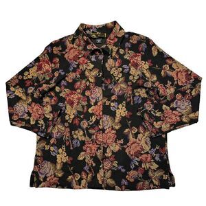 Vintage Floral Blouse Women's Large Paisley Cute Mirasol‎ Glam 90s 80s USA Made